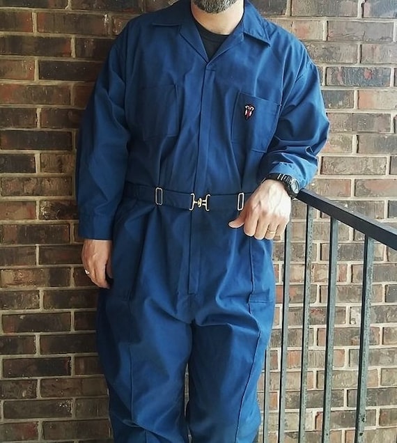 Vintage Mens Coveralls 70s Para Suit Blue Jumpsui… - image 1