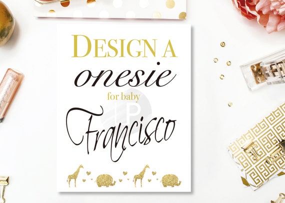 Gold Baby Shower Sign The Onesie Baby Shower Safari Theme Gender Gold Baby Shower Sign The Onesie Baby Shower Safari Theme Gender