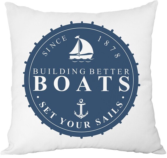 Nautical Throw Pillow Throw Pillow Navy Blue White And Etsy