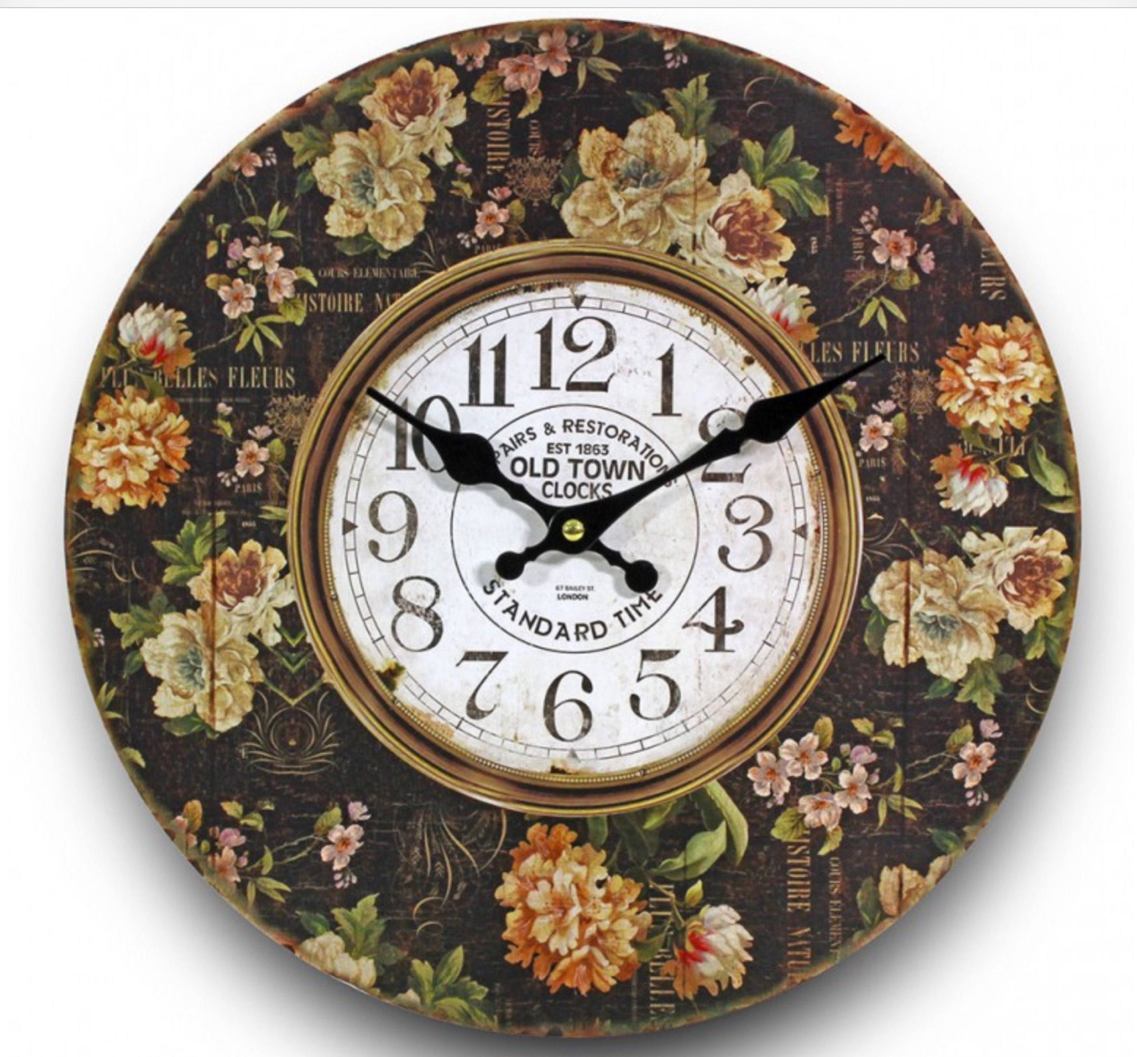 farmhouse wall clock colorful shabby chic wall clock vintage Etsy