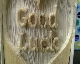 Good Luck in heart cut and fold book art pattern