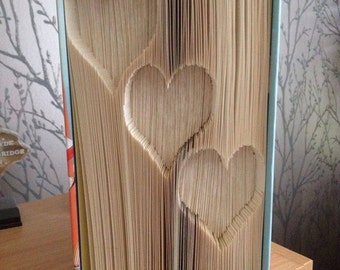 3 Heart cut and fold book art pattern