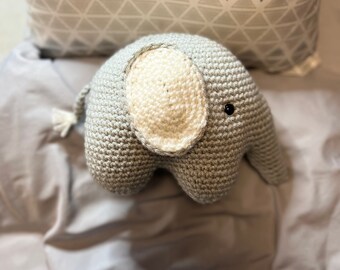 Elephant, crocheted stuffed animal, jungle themed, safari themed, nursery decor, amigurumi, handmade elephnat toy, baby gift, elephant plush