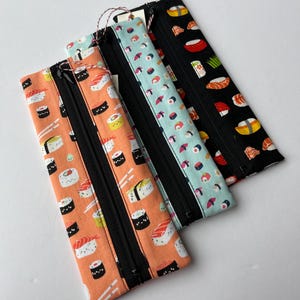 Zipper pouch, pencil case, reading glasses case, Japanese fabric, sushi