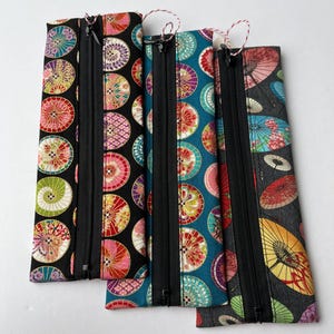 Zipper pouch, pencil case, reading glasses case, Japanese fabric, parasols