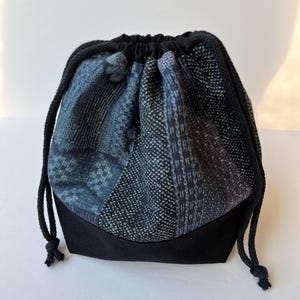 Drawstring project bag, knitting project bag, craft bag, small project bag, crochet bag, knitting bag, Japanese fabric