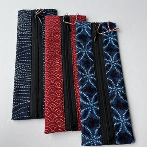 Zipper pouch, pencil case, reading glasses case, traditional Japanese fabric