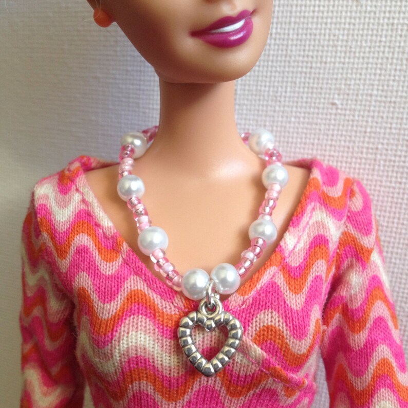 Barbie Princess Doll Necklace pink pearl necklace Cindy Etsy