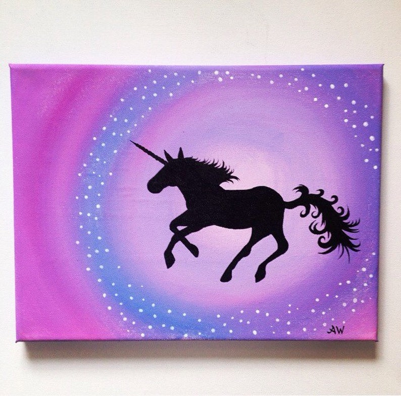 Einhorn Silhouette Malerei auf Leinwand 23 cm x 30 cm / 9 | Etsy