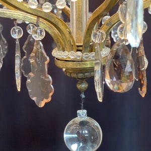 Antique French Louis XV Style Crystal Bronze Beaded Chandelier Nesle New York image 5