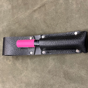 Black Leather Marker Pen Holder For Scaffolding Tool Belt Handmade By Equitek
