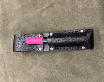 Black Leather Marker Pen Holder For Scaffolding Tool Belt Handmade By Equitek