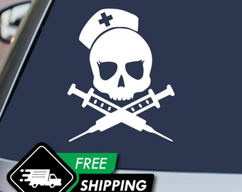 Nurse Skull decal, RN decal, Car decal, Doctor decal, Medical decal, Laptop decal, Nurse gift, Medical student