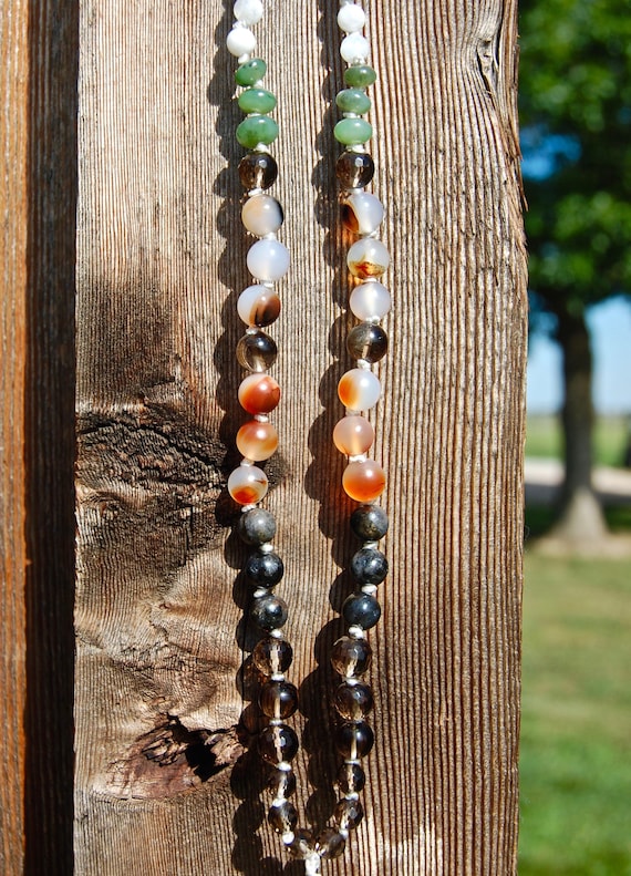 Manifest Destiny...Crystalline Nectar Mala 108 Genuine Sustainably Sourced Gemstones Healing Necklace Handmade Tassel Canadian Jade