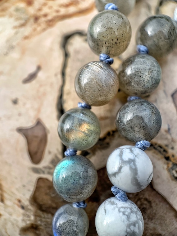 Summer Storm...Crystalline Nectar Mala 108 Crystal Necklace Grade AAA Gemstones Hand Knotted One of a Kind Hand Made Tassel