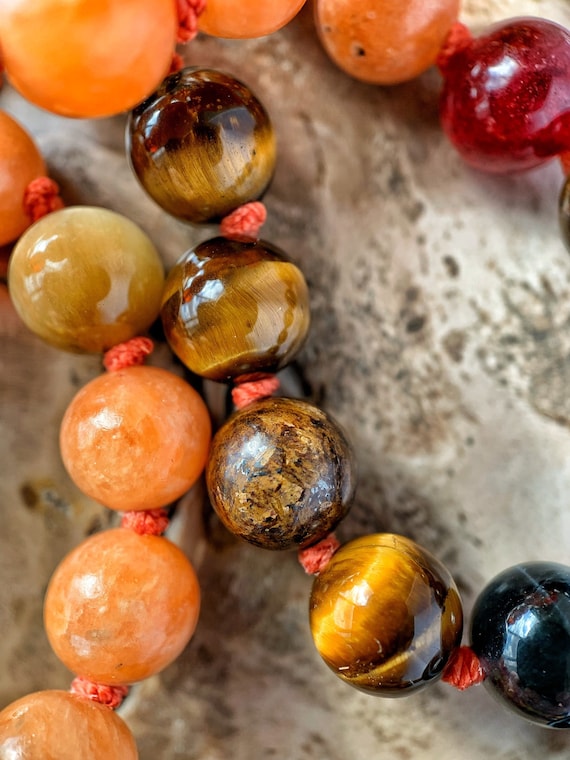 Colorado Peach...Crystalline Nectar Mala 108 Grade AAA Gemstone Necklace Nature Inspired Crystal Jewelry Hand Knotted One of a Kind