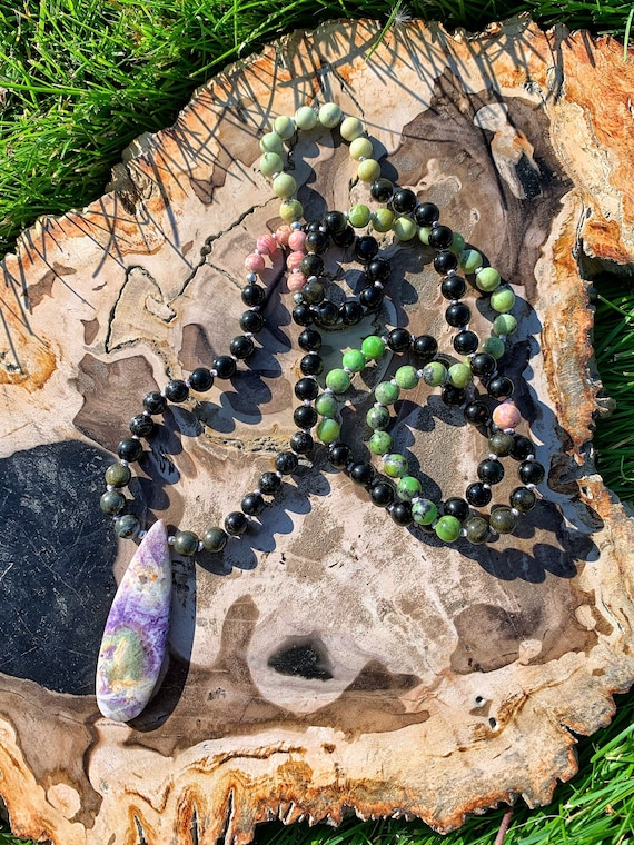 Catch and Sew Your Shadow Back On...Crystalline Nectar Mala 108 Gemstone Necklace Luxury Custom Jewelry Hand Knotted Grade AAA Gemstones