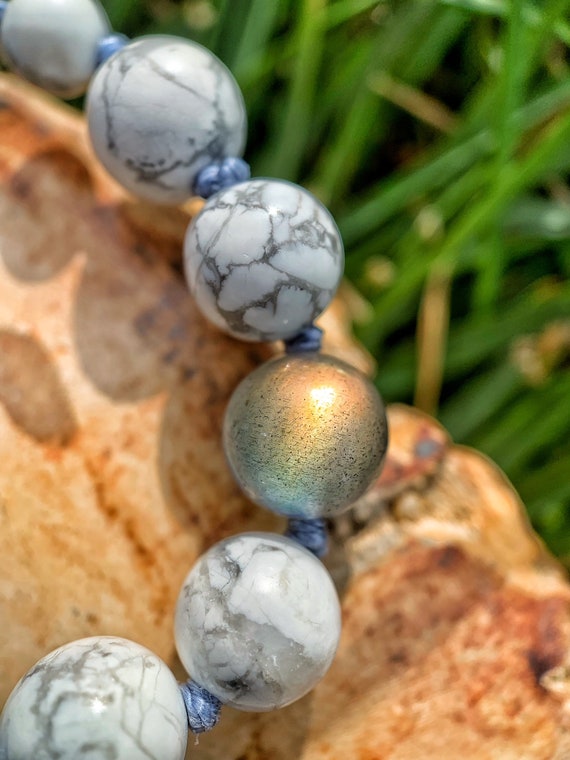 Stormy Skies...Crystalline Nectar Mala 108 Gemstone Necklace Luxury Fine Jewelry Hand Knotted Grade AAA Gemstones One of a Kind