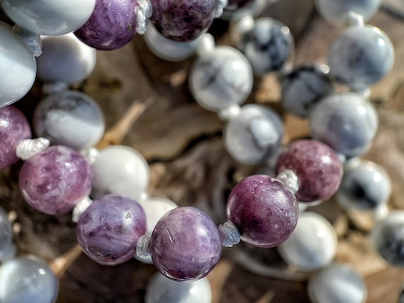 Floating On Clouds...Crystalline Nectar Mala 108 Genuine Gemstone Necklace Handmade Tassel Hand Knotted One of a Kind Created with Intention