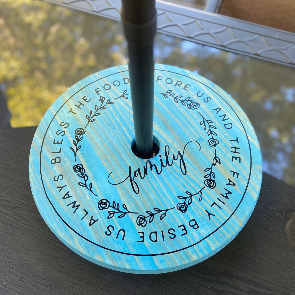 Personalized Lazy Susan for Patio Table wood with umbrella | Etsy