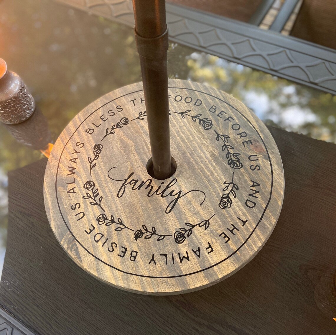 Personalized Lazy Susan for Patio Table wood with umbrella Etsy