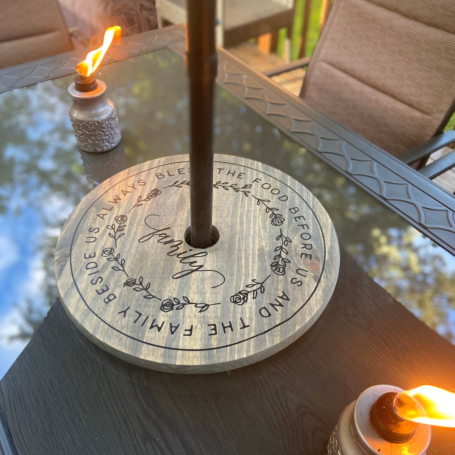 Personalized Lazy Susan for Patio Table wood with umbrella | Etsy