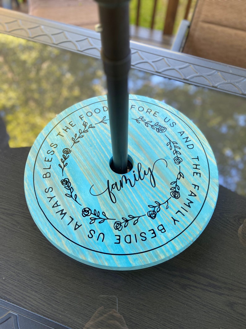 Large Wood Umbrella Lazy Susan for Patio Table