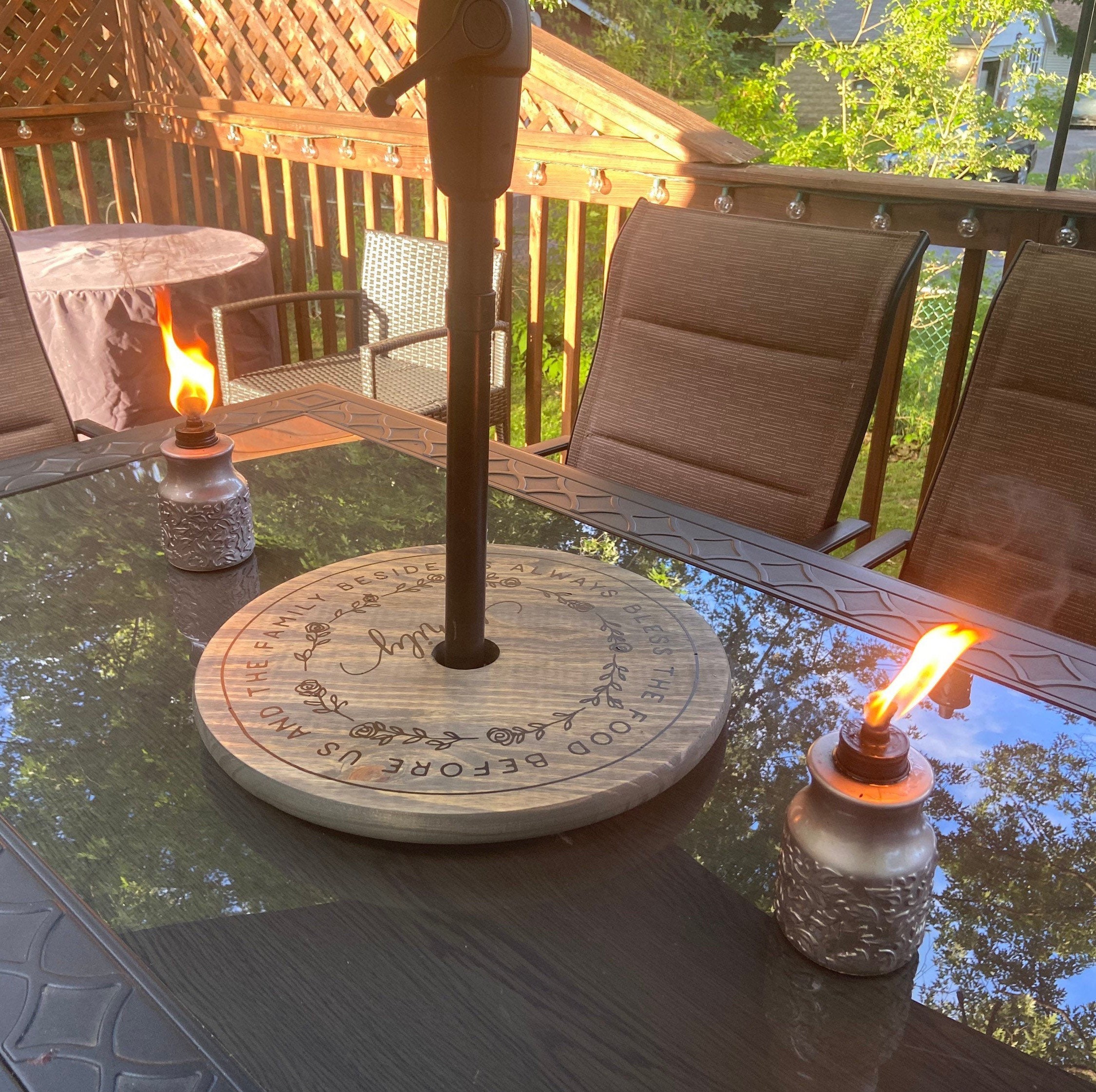 Big Lazy Susan for Patio Table With Umbrella Hole Etsy