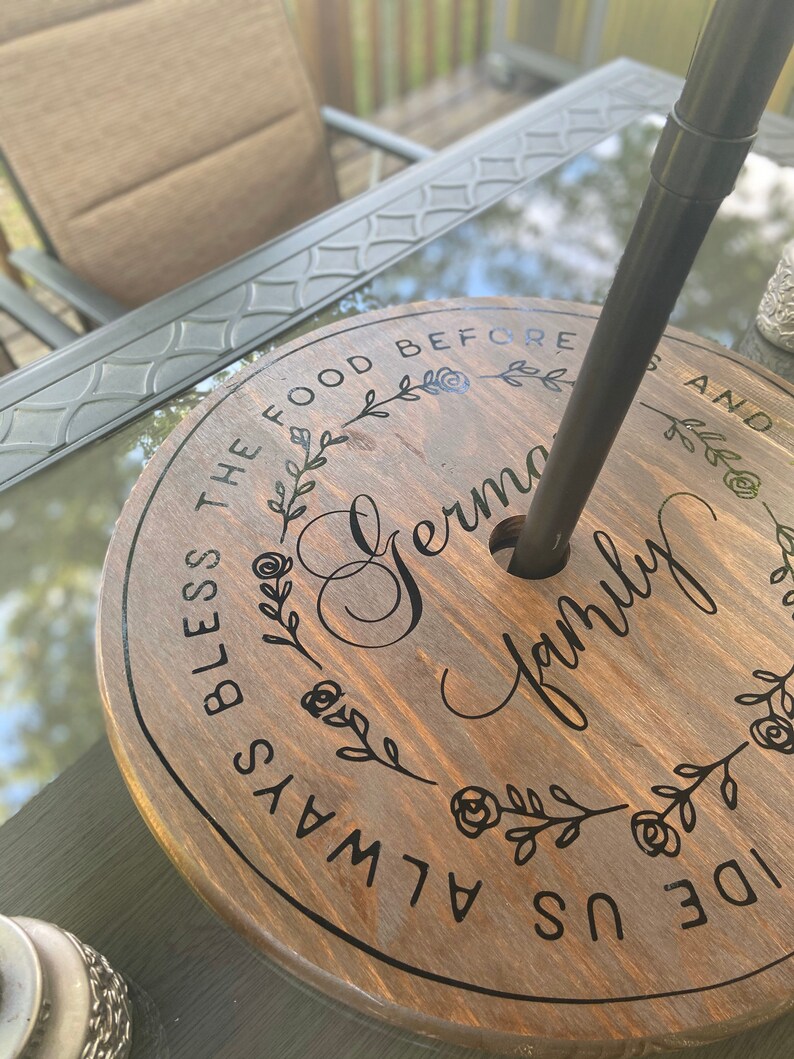 Large Wood Umbrella Lazy Susan for Patio Table