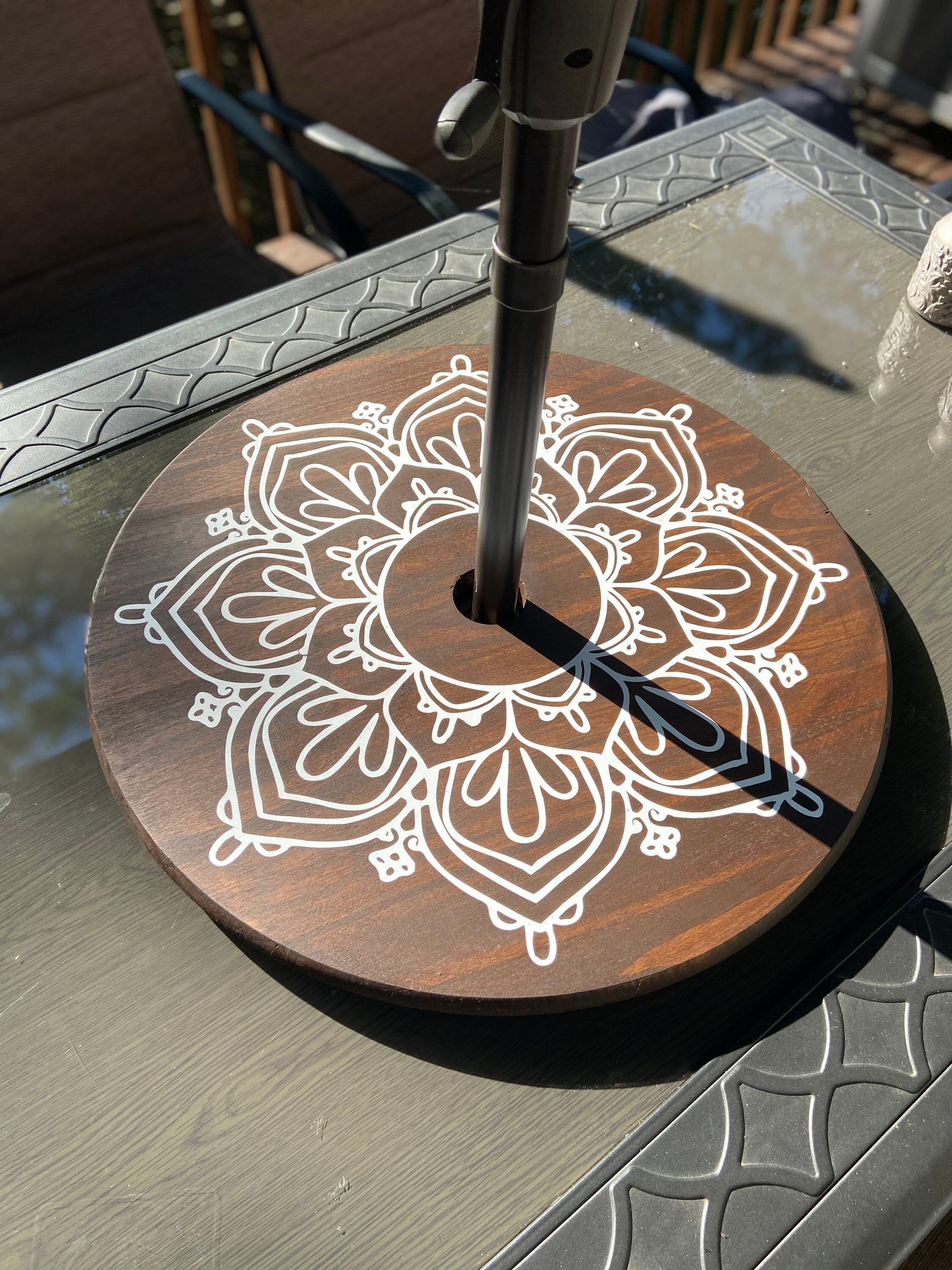 Large Wood Umbrella Lazy Susan for Patio Table Etsy