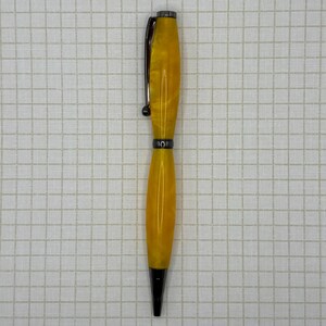 Handmade Yellow Acrylic Twist Pen with Black Chrome Hardware | Bright Gift for Teacher or Coworker