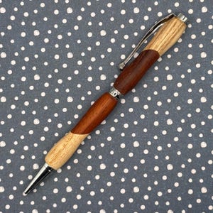 Hand-Turned Two-Tone Wood Twist Pen | Segmented Pen with Chrome Hardware | Rustic Handmade Gift for Writer or Teacher