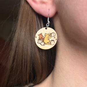Pendientes originales de Winnie the Pooh, pendientes de Winnie the Pooh, pendientes ilustrados de Winnie the Pooh imagen 3