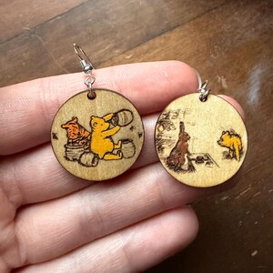 Pendientes originales de Winnie the Pooh, pendientes de Winnie the Pooh, pendientes ilustrados de Winnie the Pooh imagen 4