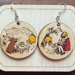 Pendientes originales de Winnie the Pooh, pendientes de Winnie the Pooh, pendientes ilustrados de Winnie the Pooh imagen 5