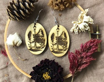 Narnia Earrings, Narnia Lamppost Earrings, Narnia Book Earrings, Illistrated Narnia Book Earrings, Mr. Tumnus Earrings, Lucy and Mr. Tumnus