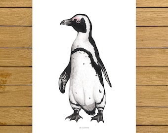 African Penguin Print, Penguin Wall Art, Penguin Print, Wall Art Decor, Black and White Home Decor, Kids Room, Nursery Decor, Animals Art