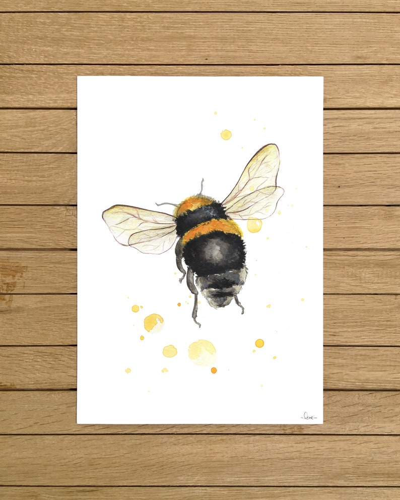 Custom gift, Personalised Print, Bumblebee, Baby shower gift, Giclee Print, Kids room, Nursery decor, A4, A3, A3, 8.5x11, 13x19 size image 3