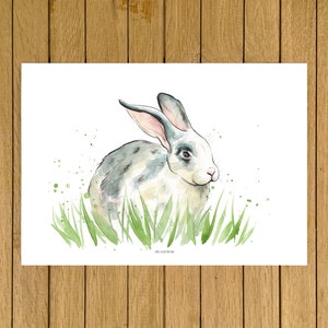 Bunny Print, Baby Animals Art, Animal Giclée Print, Bunny Watercolor, Kids Wall Decor, Kids Room Art, Cute Bunny Print, Rabbit Wall Art