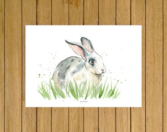 Bunny Print, Baby Animals Art, Animal Giclée Print, Bunny Watercolor, Kids Wall Decor, Kids Room Art, Cute Bunny Print, Rabbit Wall Art