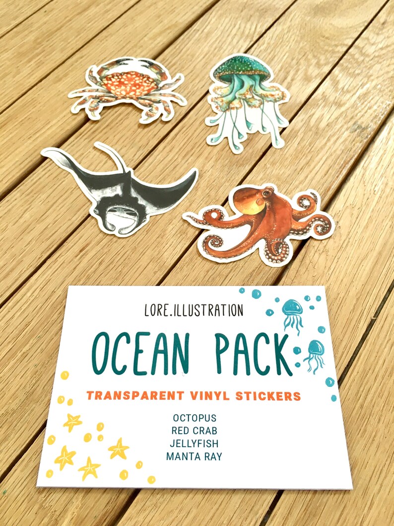 Ocean Stickers Transparent Stickers Vinyl Stickers Plastic Etsy Australia