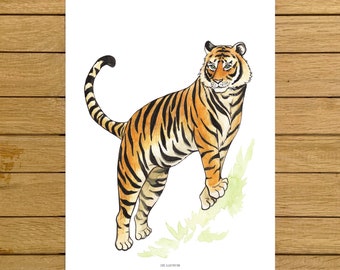 Tiger Print, Rainforest Wall Art, Jungle Print, Watercolor Illustration, Giclée Print, Jungle Art, Animals Wall Decor, Kids Room Decor