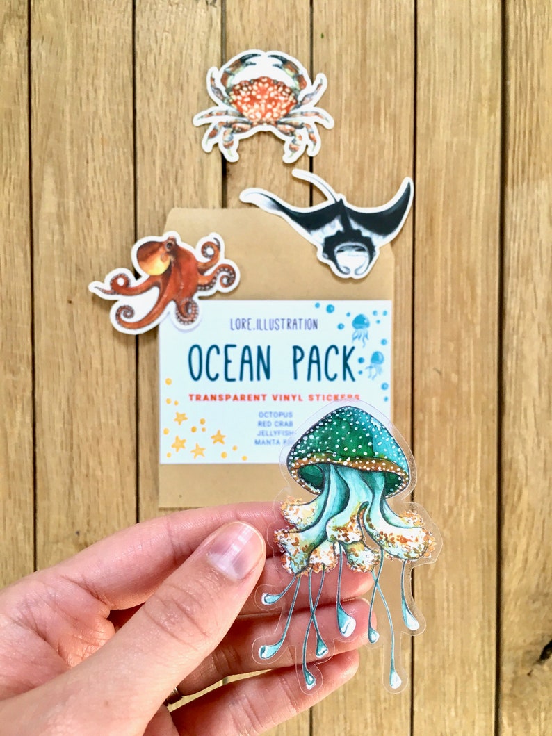 Ocean Stickers Transparent Stickers Vinyl Stickers Plastic Etsy
