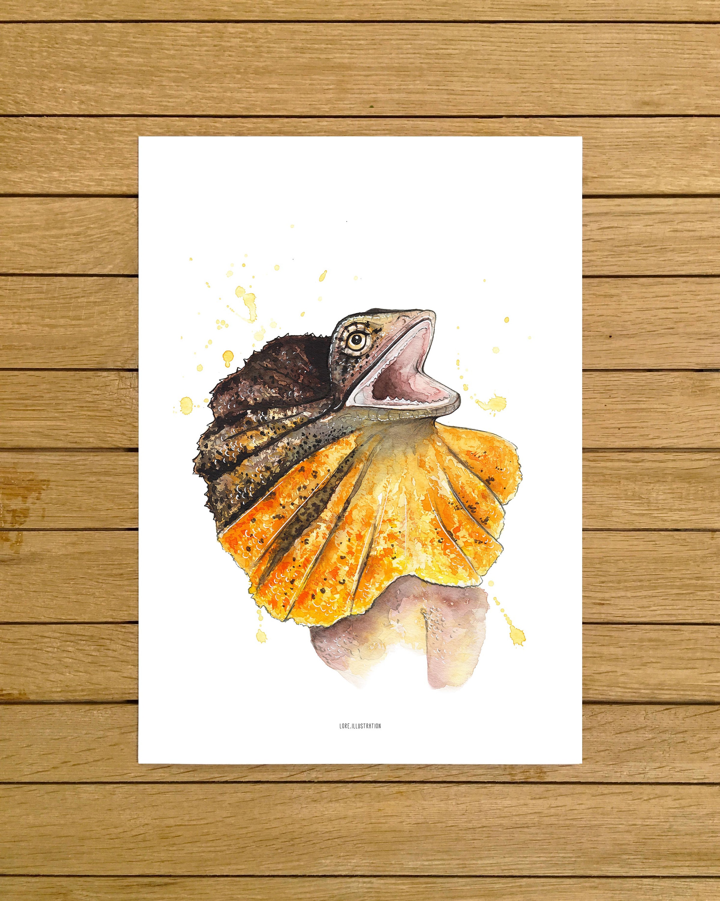 Frilled Necked Lizard Print Reptiles Art Art Print Etsy