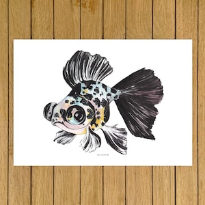 Kleurrijke goudvis print, goudvis kunst print, aquarel illustratie, giclee print, decor van het huis, tank vis muur decor, minimalistisch interieur