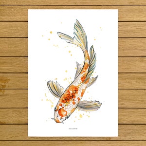 Koi Carp Print, Tropical Fish Art, Fish Giclée Print, Koi Carp Watercolor, Kids Wall Decor, Kids Room Art, Fish Print