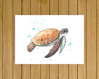 Sea Turtle Print, Ocean Wall Art, Giclée Print, Home Decor, Ocean Wall Decor, Nursery Wall Decor, Beach House Decor, Sea Turtle Art Print