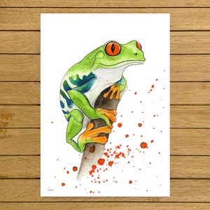 Tree Frog, Frog, Tropical Decor, Tropical, Home Decor, Colourful Print, Illustration, Painting, Nursery Decor, A5, 8.5&quot;x11&quot;, A4, A3, 13&quot;x19