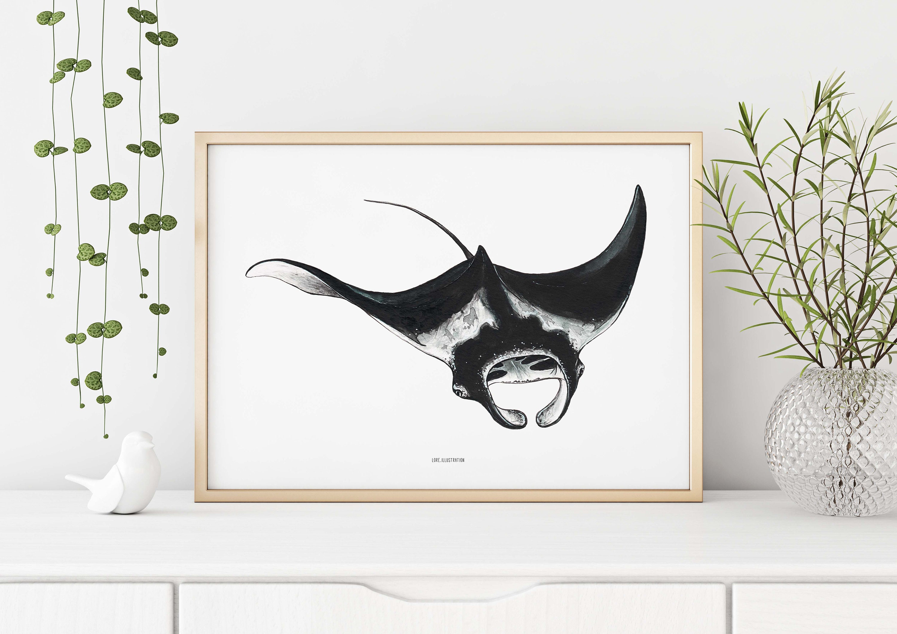 Manta Ray Watercolor Giclée Print: Ocean Nursery Wall Art - Etsy