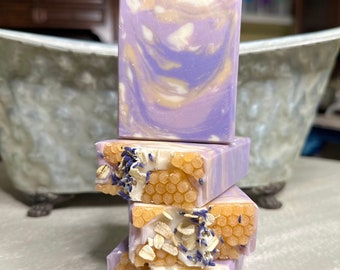 French Lavender & Honey Oat handmade soap| Coconut milk soap | lavender soap | Honey soap | Oatmeal soap